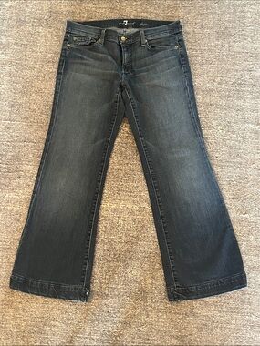 7 For All Mankind Women's Dark Wash Wide Leg Jeans - Gray-Blue